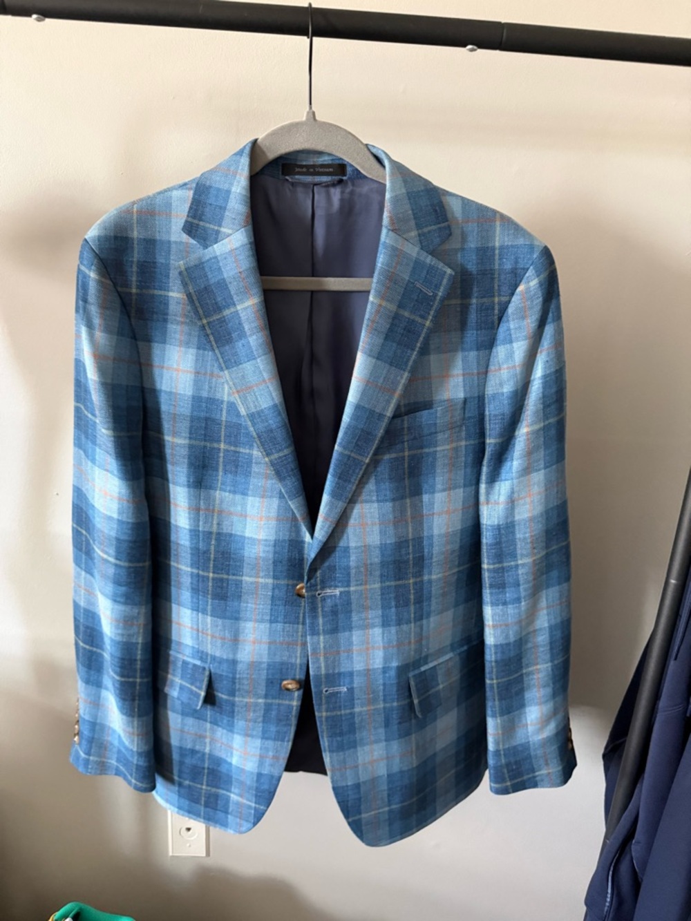 Ralph Lauren Light and Dark Blue Plaid Sport Coat